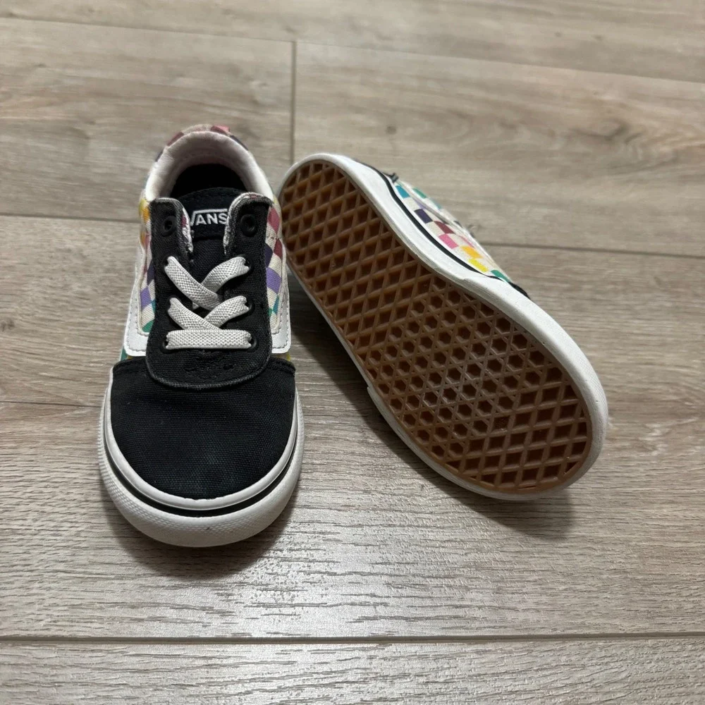 Vans Ward Low Top Toddler 7.0 Multi Color Checkerboard Black Sneakers